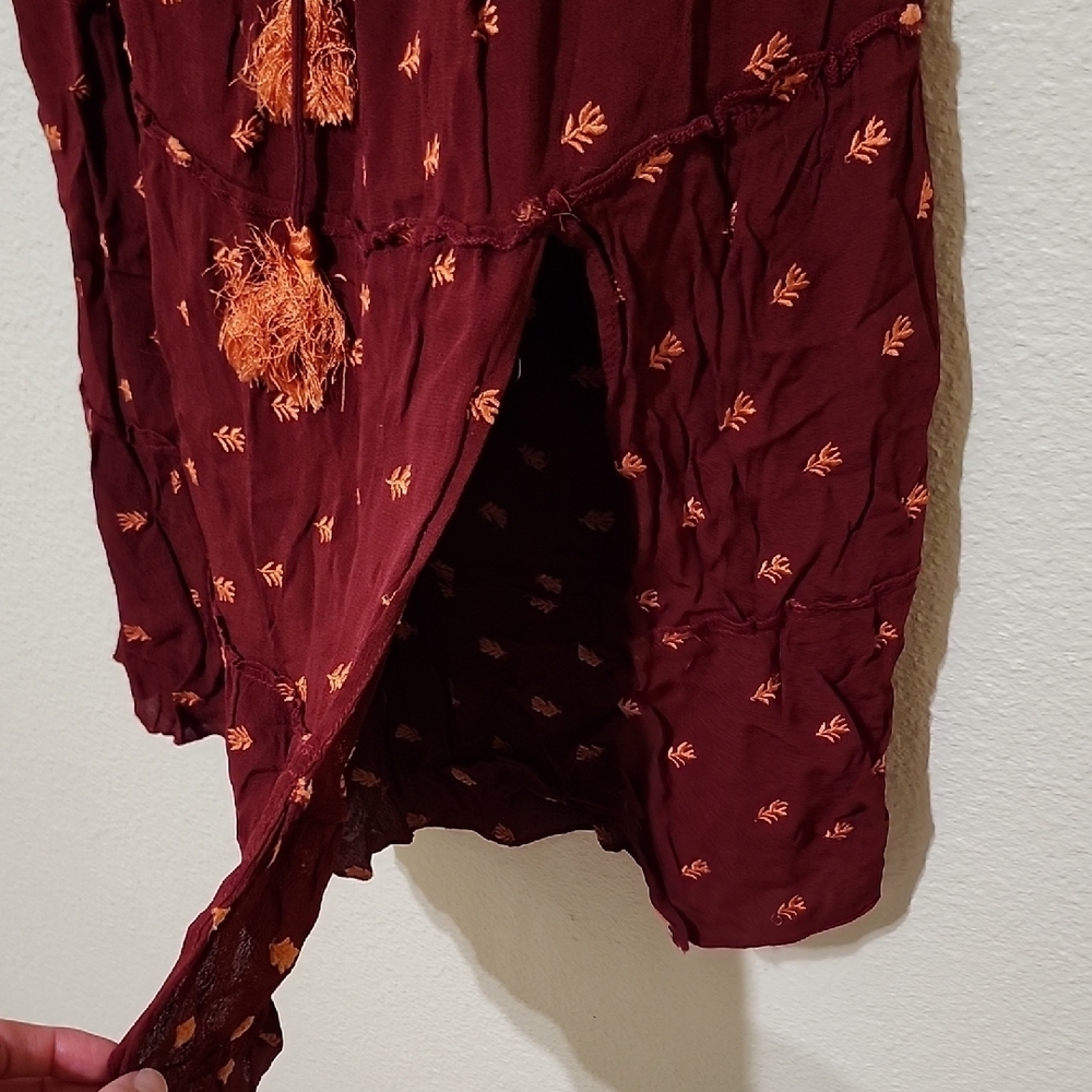 RAGA Red A-Line Midi Skirt with Tie Front - Picture 8 of 12
